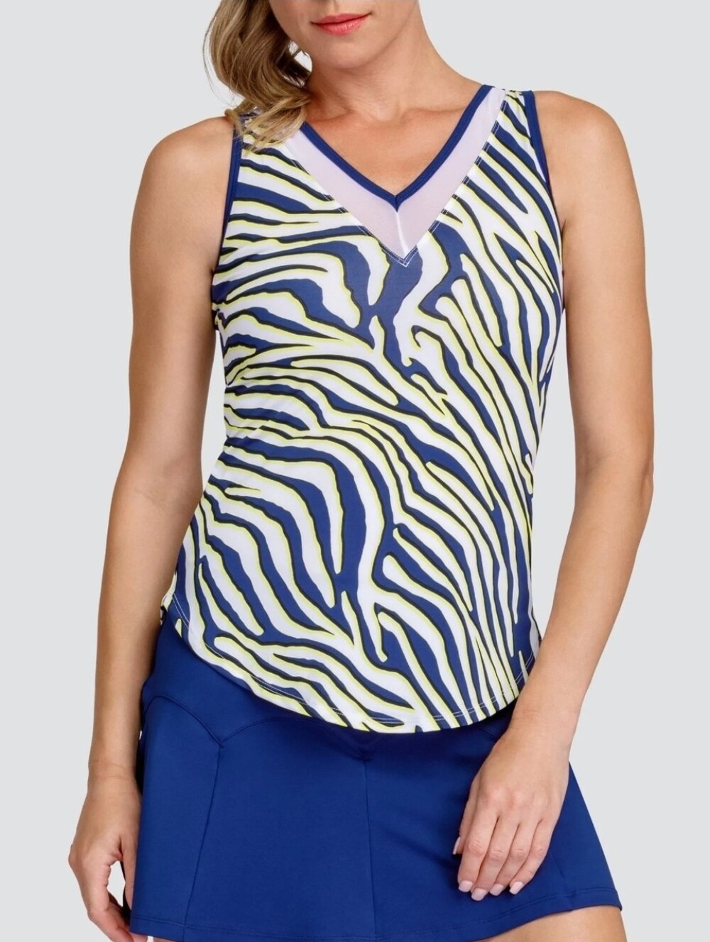 Tail Navy, White & Yellow Zebra-Stripe V-Neck Tank